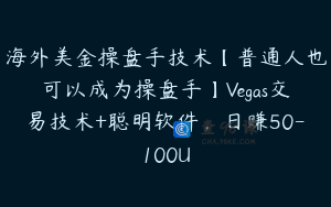 海外美金操盘手技术【普通人也可以成为操盘手】Vegas交易技术+聪明软件，日赚50-100U