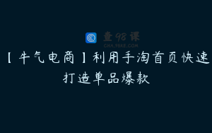 【牛气电商】利用手淘首页快速打造单品爆款