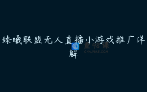臻曦联盟无人直播小游戏推广详解