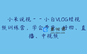 小呆说视--小白VLOG短视频训练营,学会带货、好物、直播、中视频