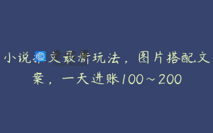 小说推文最新玩法，图片搭配文案，一天进账100～200