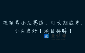 视频号小众赛道，可长期运营，小白友好【项目拆解】