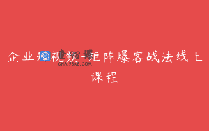 企业短视频-矩阵爆客战法线上课程