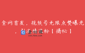 全网首发,视频号无限点赞曝光,引流精准粉【揭秘】