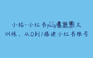 小铭-小红书plog爆款图文训练，从0到1搭建小红书账号