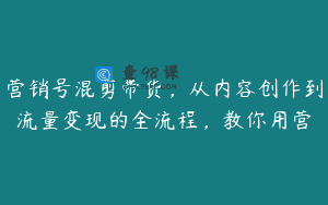 营销号混剪带货，从内容创作到流量变现的全流程，教你用营