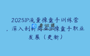 2025IP流量操盘手训练营，深入剖析商业IP操盘手职业发展（更新）