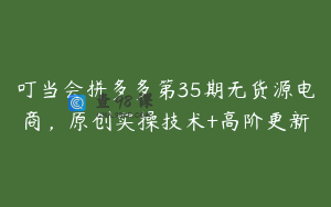 叮当会拼多多第35期无货源电商，原创实操技术+高阶更新