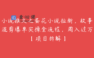 小说推文之蛋花小说拉新，故事混剪爆单实操全流程，周入过万【项目拆解】