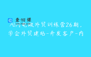 AI闪电做外贸训练营26期，学会外贸建站-开发客户-内