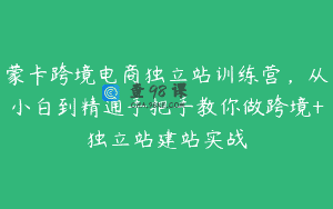 蒙卡跨境电商独立站训练营，从小白到精通手把手教你做跨境+独立站建站实战