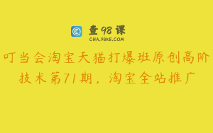 叮当会淘宝天猫打爆班原创高阶技术第71期,淘宝全站推广
