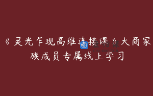 《灵光乍现高维连接课》大商家族成员专属线上学习