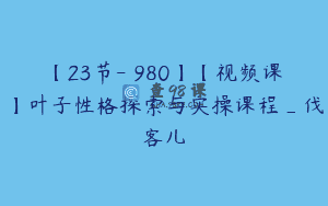 【23节-￥980】【视频课】叶子性格探索与实操课程_伐客儿