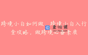 跨境小白如何做，跨境小白入行全攻略，做跨境必备素质
