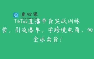 TikTok直播带货实战训练营,引流爆单,学跨境电商,向全球卖货!