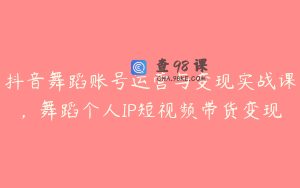 抖音舞蹈账号运营与变现实战课，舞蹈个人IP短视频带货变现