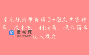京东视频带货项目+图文带货种草，成本低，利润高，操作简单收入稳定