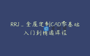 RRJ_全屋定制CAD零基础入门到精通课程
