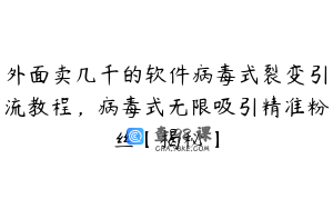 外面卖几千的软件病毒式裂变引流教程,病毒式无限吸引精准粉丝【揭秘】
