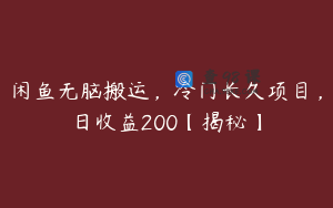 闲鱼无脑搬运，冷门长久项目，日收益200【揭秘】