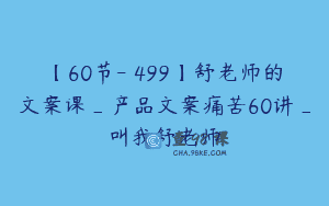 【60节-￥499】舒老师的文案课_产品文案痛苦60讲_叫我舒老师