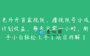老外开盲盒视频，撸视频号分成计划收益，每天只需一小时，新手小白轻松上手【项目拆解】
