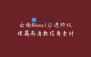 云尚Rhino7.0 进阶纹理篇高清教程有素材