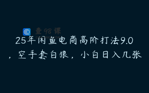 25年闲鱼电商高阶打法9.0，空手套白狼，小白日入几张