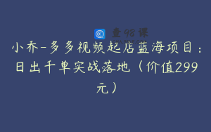 小乔-多多视频起店蓝海项目：日出千单实战落地（价值299元）