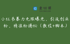 小红书暴力无限曝光,引流创业粉,精准粉揭秘(教程+脚本)