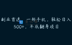 副业首选，一部手机，轻松日入500+，年底翻身项目