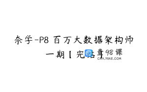 奈学-P8 百万大数据架构师一期【完结】