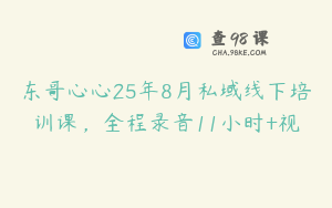 东哥心心25年8月私域线下培训课，全程录音11小时+视