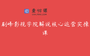 剧峰影视学院解说核心运营实操课
