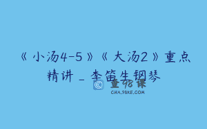《小汤4-5》《大汤2》重点精讲_李笛生钢琴
