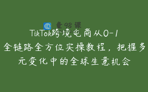 TikTok跨境电商从0-1全链路全方位实操教程，把握多元变化中的全球生意机会