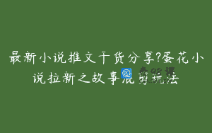 最新小说推文干货分享?蛋花小说拉新之故事混剪玩法