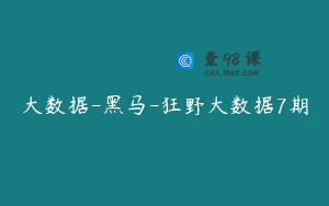 大数据-黑马-狂野大数据7期