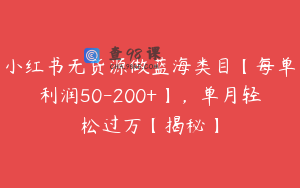 小红书无货源做蓝海类目【每单利润50-200+】，单月轻松过万【揭秘】