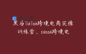 黑马TikTok跨境电商实操训练营，tiktok跨境电