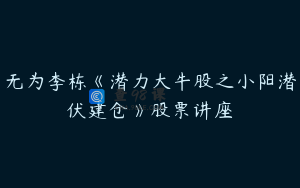 无为李栋《潜力大牛股之小阳潜伏建仓》股票讲座