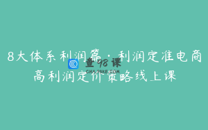 8大体系利润篇·利润定准电商高利润定价策略线上课