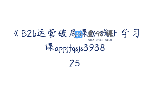《B2b运营破局课》线上学习课appjfqsjs393825