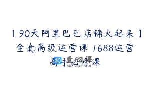 【90天阿里巴巴店铺火起来】全套高级运营课 1688运营高手必修课