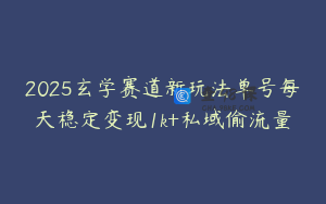 2025玄学赛道新玩法单号每天稳定变现1k+私域偷流量