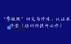 “零极限”研究与修炼：认证共修营（培训师提升必修）