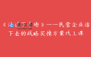 《活过下半场》——民营企业活下去的战略实操方案线上课