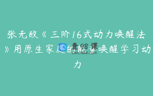 张无敌《三阶16式动力唤醒法》用原生家庭的能量唤醒学习动力