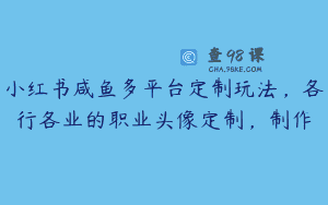 小红书咸鱼多平台定制玩法，各行各业的职业头像定制，制作